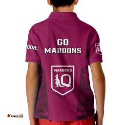 QLD Rugby Kid Polo Shirt Go Maroons Camouflage Sporty Style