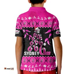 Sydney Sixers Cricket Christmas Kid Polo Shirt Merry XmasIndigenous Art