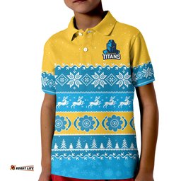 Titans Rugby Polo Shirt KID Indigenous Merry Christmas