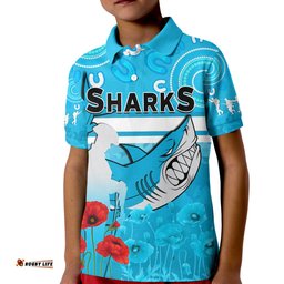 Sharks AnzacPolo Shirt KID Cronulla-Sutherland Lest We Forget
