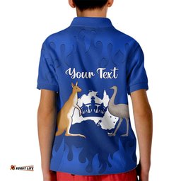 Personalised Australia King Birthday Kid Polo Shirt Australian Map With Crown Blue Version