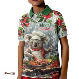 Personalised Koala Chef Christmas in July Kid Polo Shirt
