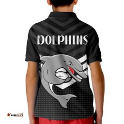 Redcliffe Dolphins Rugby Kid Polo Shirt Simple Black Style