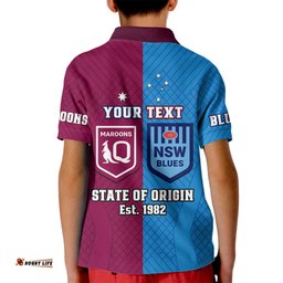 Personalised QLD Maroons And NSW Blues Rugby Kid Polo Shirt Sporty Version-
