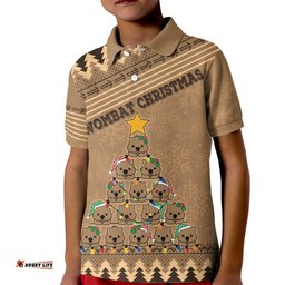 Wombat Christmas Tree Kid Polo Shirt Australia Merry Xmas Simple Style