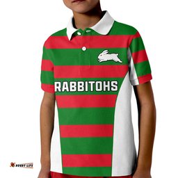 Rabbitohs Rugby Kid Polo Shirt Go Souths 1908 Sporty Style White