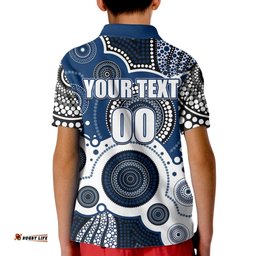 Custom Personalised And Number Cats AFL Kid Polo Shirt Aboriginal Patterns