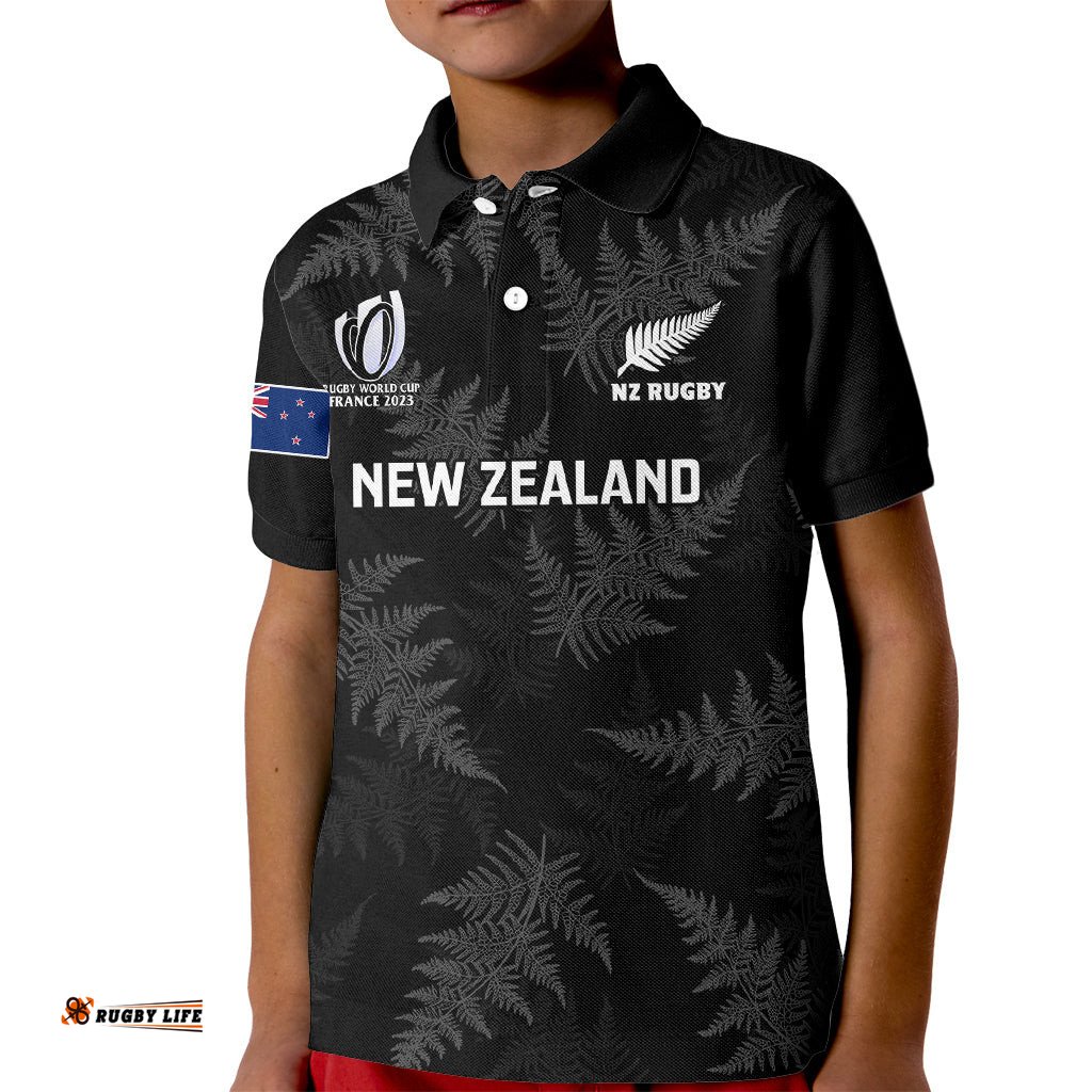 Personalised New Zealand Silver Fern Rugby Kid Polo ShirtGo Aotearoa World Cup