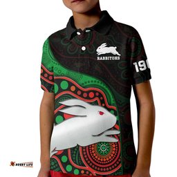 Rabbitohs Rugby Kid Polo Shirt Go Souths Indigenous Art