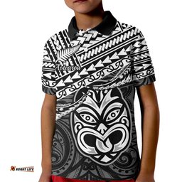 Matariki New Zealand Kid Polo Shirt Maori New Year Tiki Black Version
