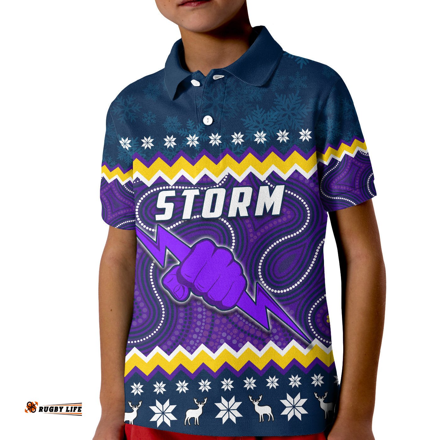 Storm Polo Shirt KID Christmas Melbourne Mix Indigenous