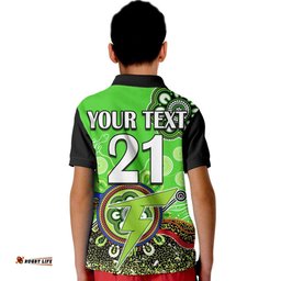 Custom Personalised Sydney Thunder Kid Polo Shirt Cricket Indigenous Aboriginal Lizard Version