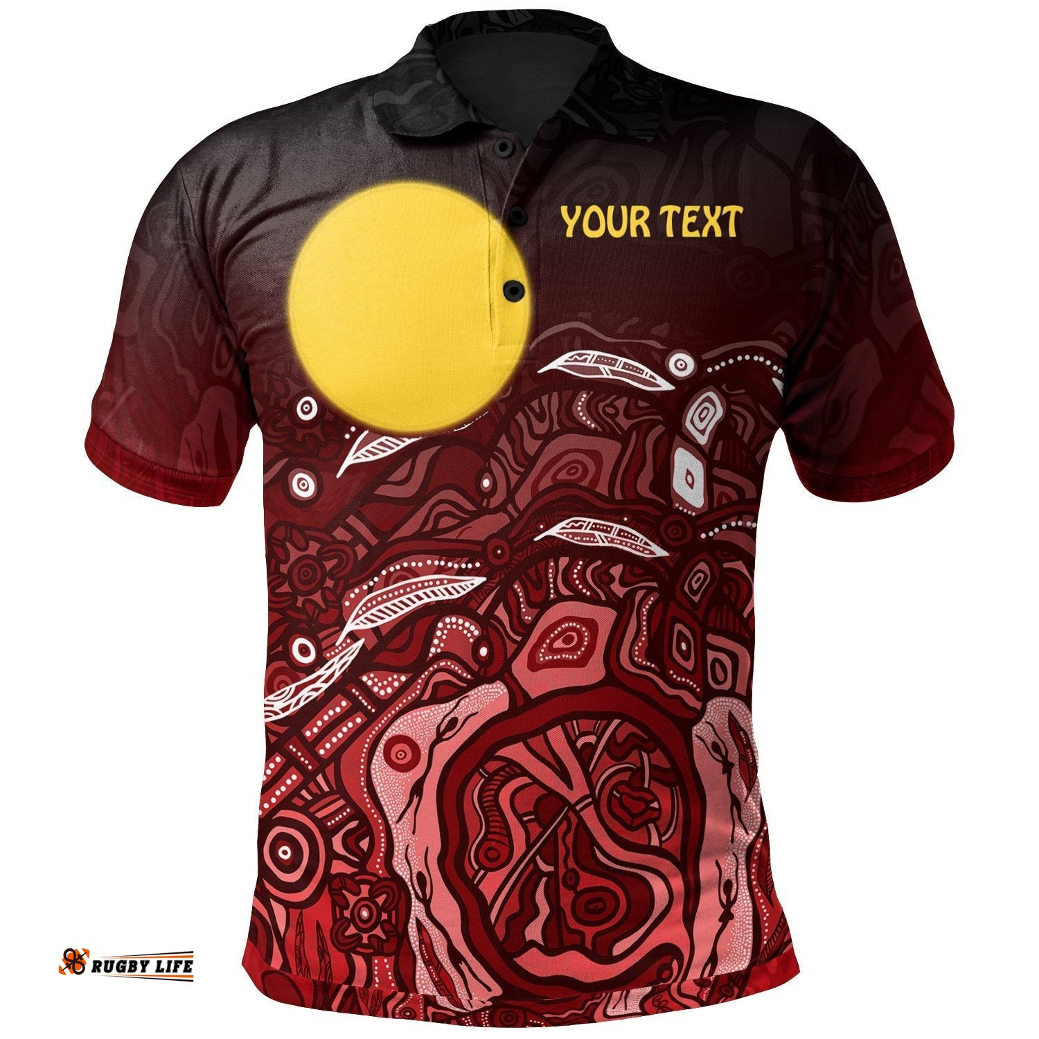 Kids-Custom Aboriginal Polo Shirt - Red Landscape