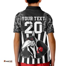 Custom AFL Magpies ChampionsKid Polo Shirt Proud Collingwood Aboriginal Vibe