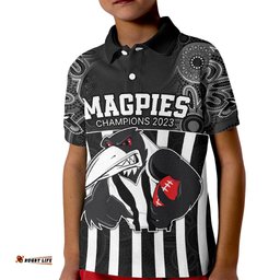 Custom AFL Magpies ChampionsKid Polo Shirt Proud Collingwood Aboriginal Vibe
