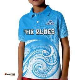 Super Blues Rugby Union Auckland Kid Polo Shirt New Zealand Koru Maori