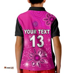 Custom Text and Number Sydney Sixers Polo Shirt KID Cricket Australia Aboriginal