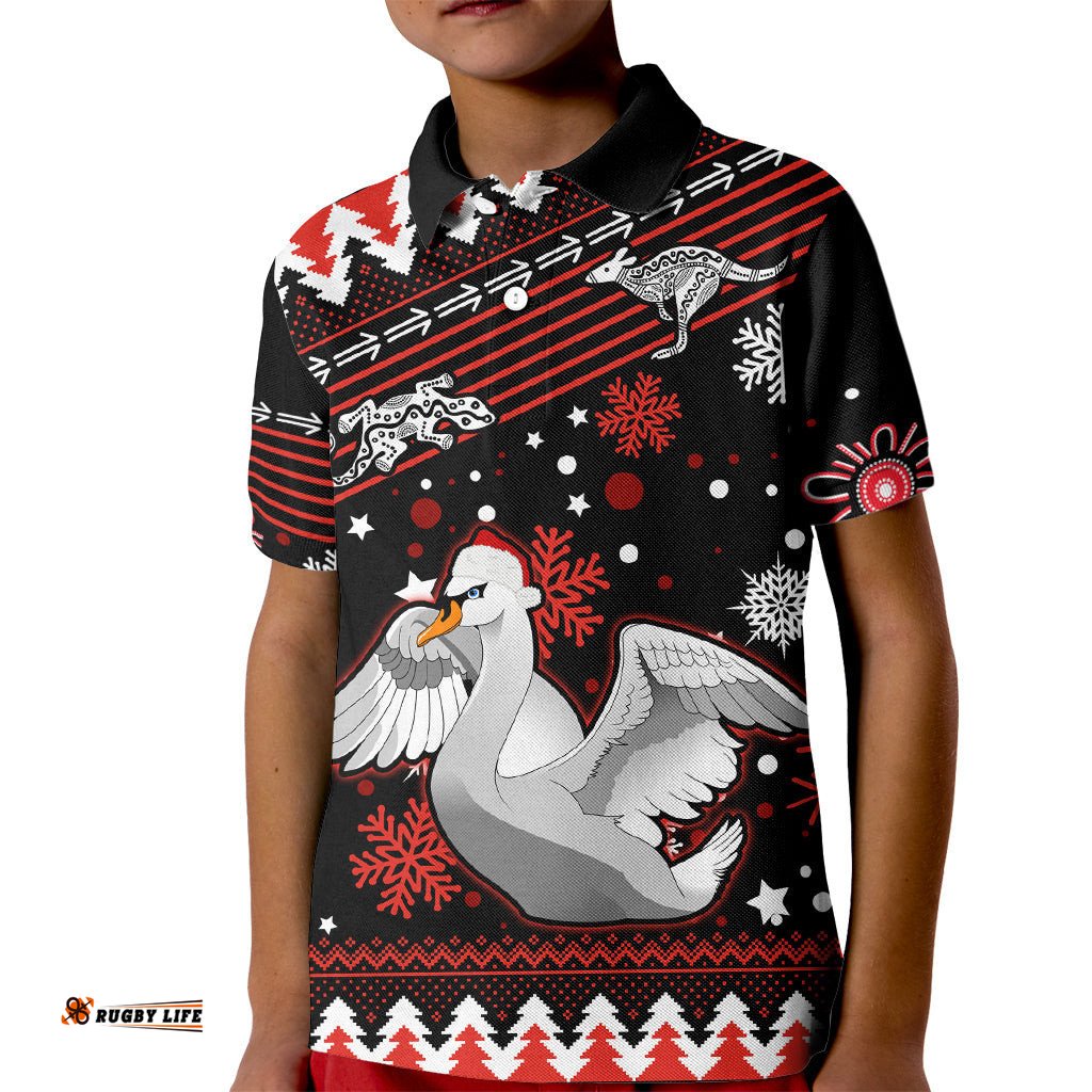 Custom Swans Football Kid Polo Shirt Christmas Vibe-