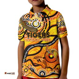 Custom NAIDOC Week 2024 Tiger Kid Polo Shirt Aboriginal Animals Keep The Fire Burning
