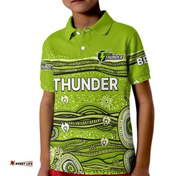 Custom Text And Number Australia Thunder Cricket Kid Polo Shirt Indigenous-
