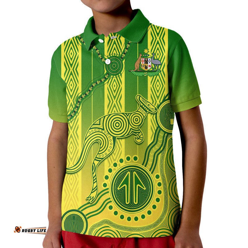 Australia Soccer Kid Polo Shirt Go Aussie Socceroos With Kangaroo