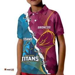 Custom Broncos And Titans Rugby 2024 Kid Polo Shirt Dynamic Style