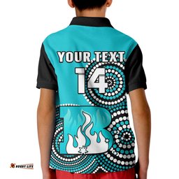 Custom Text And Number Brisbane Heat Cricket Polo Shirt KID Champions BBL12 Proud Indigenous Art