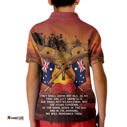 ANZAC Day Lest We Forget Kid Polo Shirt Australian Veterans Remembrance Tribute LT18