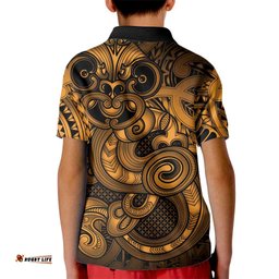 Aotearoa Maori Hei Tiki Kid Polo Shirt Koura Kowhaiwhai Puhoro Motif LT9