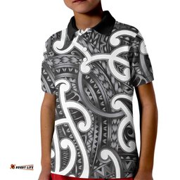Aotearoa Maori Kowhaiwhai Kid Polo Shirt Kiwikiwi Puhoro and Patiki LT9