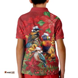 Aussie Native Bird Kid Polo Shirt Aboriginal Inspired Christmas LT9