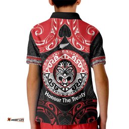 Aotearoa Toitu Te Tiriti Kid Polo Shirt Haka Tiki Honour The Treaty LT14