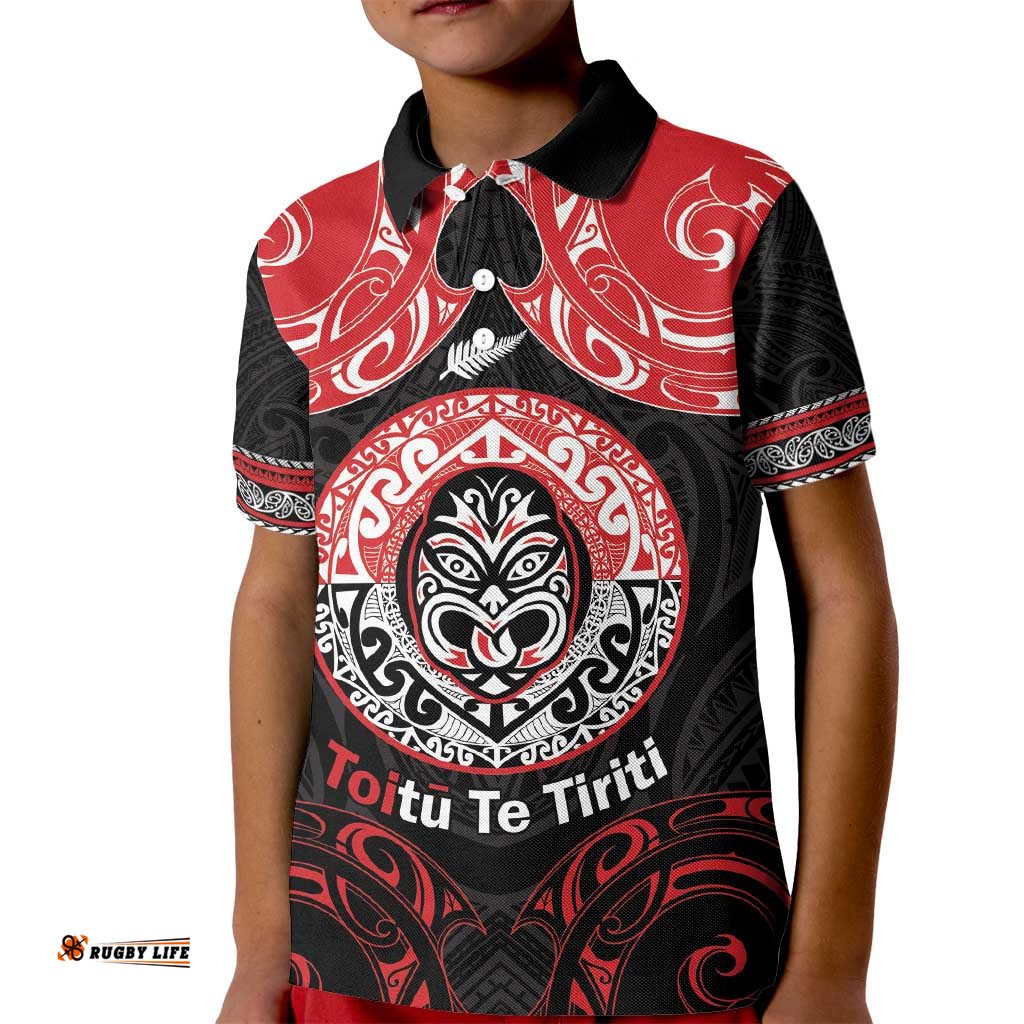 Aotearoa Toitu Te Tiriti Kid Polo Shirt Haka Tiki Honour The Treaty LT14
