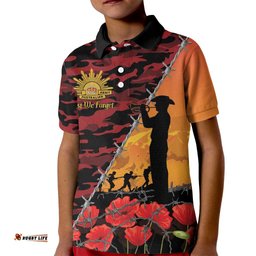 ANZAC Lest We Forget Kid Polo Shirt Australian Army Poppy Tribute LT15