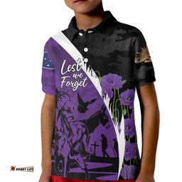 Australia ANZAC Day Kid Polo Shirt Animals of War - Lest We Forget LT7