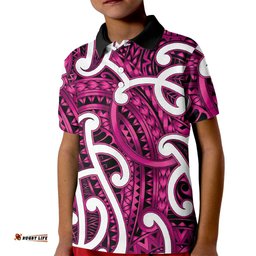 Aotearoa Maori Kowhaiwhai Kid Polo Shirt Mawhero Puhoro and Patiki LT9