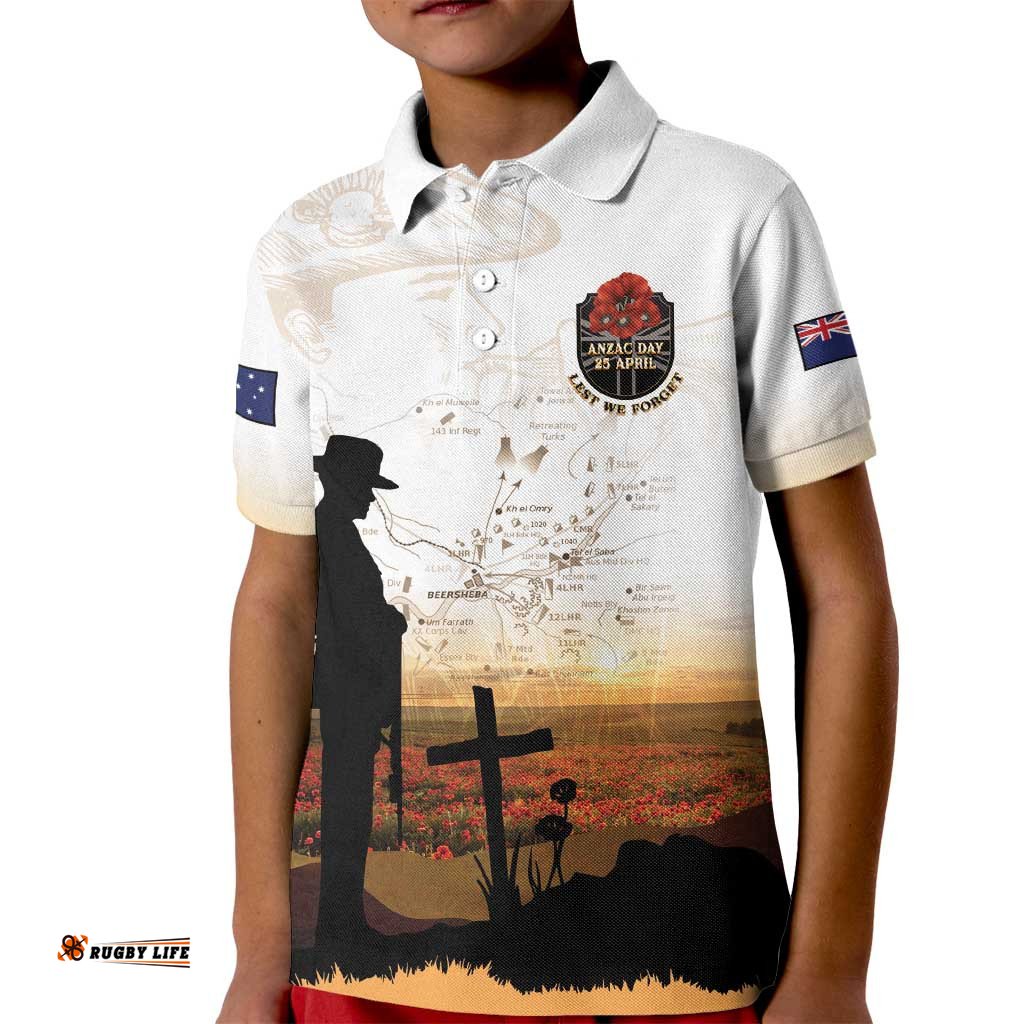 Australia And New Zealand ANZAC Day Kid Polo Shirt Battle Of Beersheba LT05