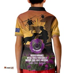 Animal War Heroes Australia ANZAC Day Kid Polo Shirt We Will Always Remember Them LT14