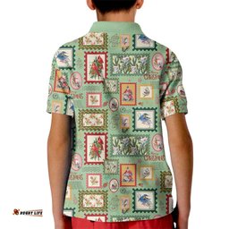 Aussie Birds Christmas La La Land Kid Polo Shirt Green Vintage Stamp Edition LT9