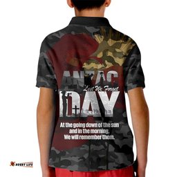 Australia ANZAC Day Kid Polo Shirt We Will Remember Them Poppy Camouflage LT14