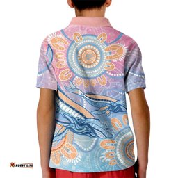Aussie NAIDOC Week Pastel Kid Polo Shirt Dreaming Whales LT7