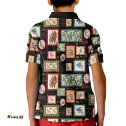Aussie Birds Christmas La La Land Kid Polo Shirt Black Vintage Stamp Edition LT9