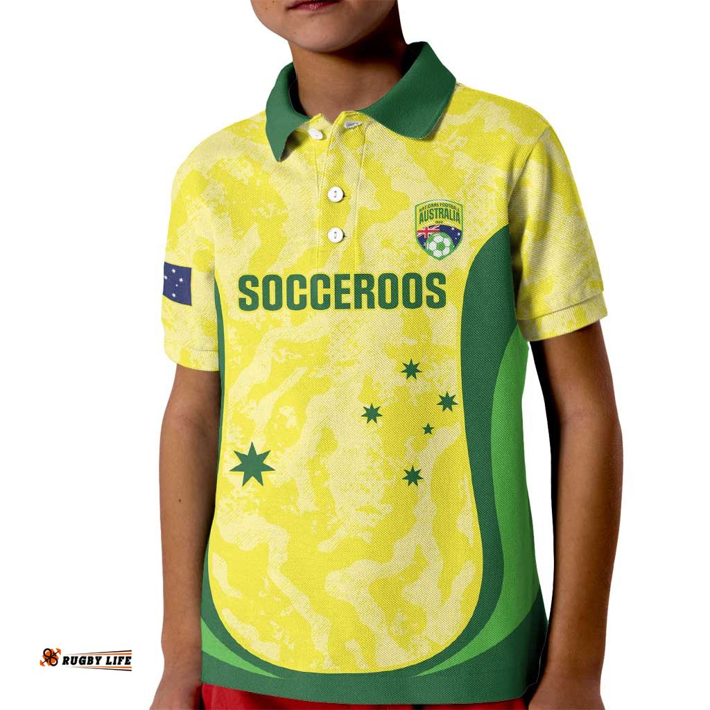 Australia Football Custom Kid Polo Shirt Go Socceroos Grunge Sporty Style LT14