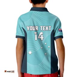 Custom Bowls Australia Kid Polo Shirt Teal Color Curve Sporty LT14