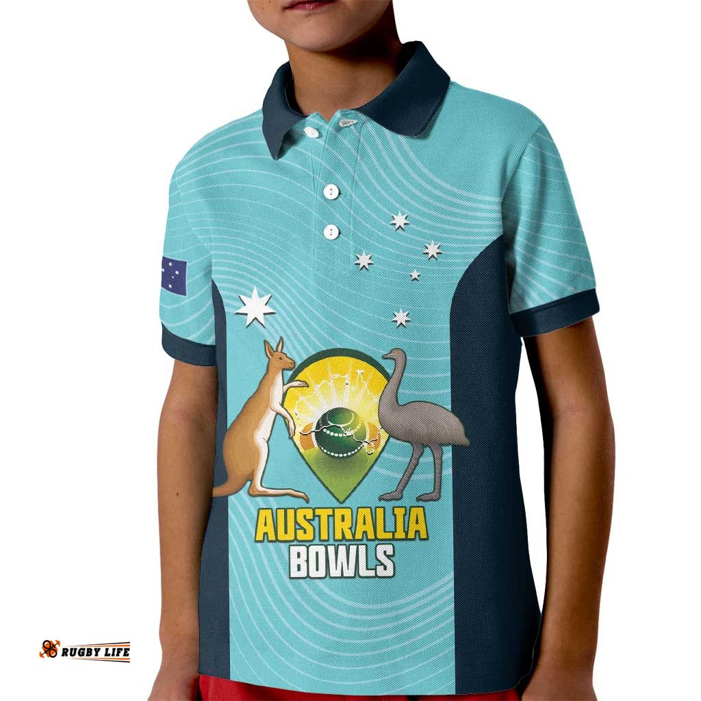 Custom Bowls Australia Kid Polo Shirt Teal Color Curve Sporty LT14