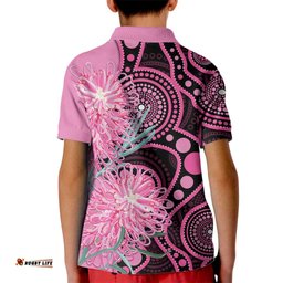 Australia Grevillea Kid Polo Shirt Aussie Native Spider Flower Indigenous Art LT14