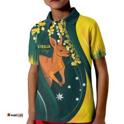 Australia Day Kid Polo Shirt Kangaroo National Color LT7