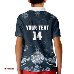 Custom Carlton Football Kid Polo Shirt Go Blues Aboriginal Art LT14