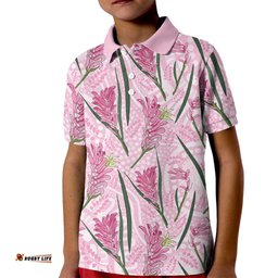 Australia Kangaroo Paws Kid Polo Shirt Aussie Native Flowers Indigenous Art LT14