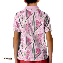 Australia Kangaroo Paws Kid Polo Shirt Aussie Native Flowers Indigenous Art LT14
